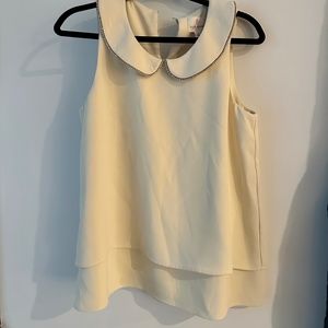 Julie Brown Peter Pan Collar Rhinestone Trim Sleeveless Blouse